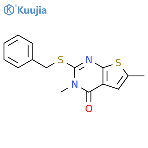 2-(benzylsulfanyl)-3,6-dimethyl-3H,4H-thieno[2,3-d]pyrimidin-4-one structure