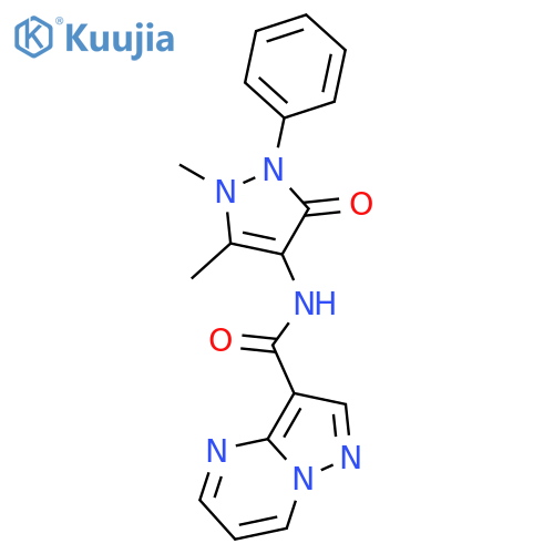 <br>N-(1,5-dimethyl-3-oxo-2-phenyl-2,3-dihydro-1H-pyrazol-4-yl)pyrazolo[1,5-a]p yrimidine-3-carboxamide structure
