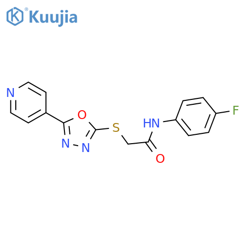 N-(4-fluorophenyl)-2-{5-(pyridin-4-yl)-1,3,4-oxadiazol-2-ylsulfanyl}acetamide structure
