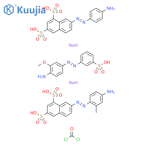 1,3-Naphthalenedisulfonicacid,7-[(4-amino-2-methylphenyl)azo]-,reactionproductswith3-[(4-amino-3-methoxyphenyl)azo]benzenesulfonicacidmonosodiumsalt,7-[(4-aminophenyl)azo]-1,3-naphthalenedisulfonicaciddisodiumsaltandcarbonicdichloride structure