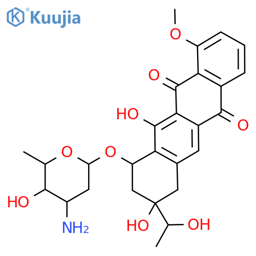 3,12-dihydroxy-3-(1-hydroxyethyl)-10-methoxy-6,11-dioxo-1,2,3,4,6,11-hexahydrotetracen-1-yl 3-amino-2,3,6-trideoxyhexopyranoside structure