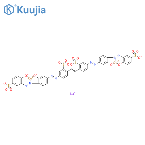 tetrasodium [&#x3BC;-[[2,2'-(vinylene)bis[5-[[3-hydroxy-4-[(2-hydroxy-5-sulphophenyl)azo]phenyl]azo]benzenesulphonato]](8-)]]dicuprate(4-) structure