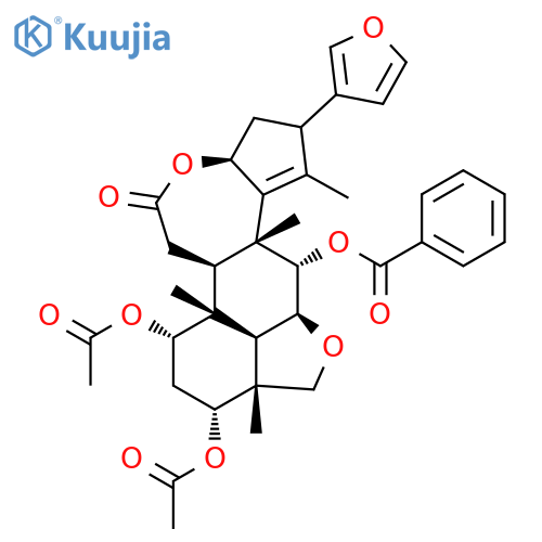 (3aS,6aR,6bR,7S,9R,9aR,11aR,11bR,12S,12aR)-7,9-bis(acetyloxy)-2-(furan-3-yl)-1,6b,9a,12a-tetramethyl-5-oxo-3,3a,6,6a,6b,7,8,9,9a,10,11a,11b,12,12a-tetradecahydro-2H,5H-cyclopenta[b]furo[2',3',4':4,5]naphtho[2,1-d]oxepin-12-yl benzoate structure