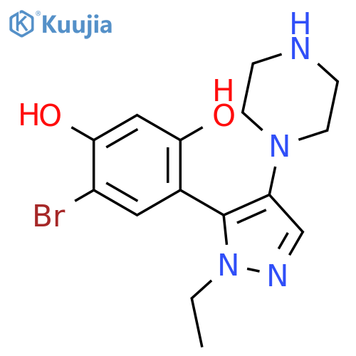 1,3-Benzenediol, 4-bromo-6-[1-ethyl-4-(1-piperazinyl)-1H-pyrazol-5-yl]- structure