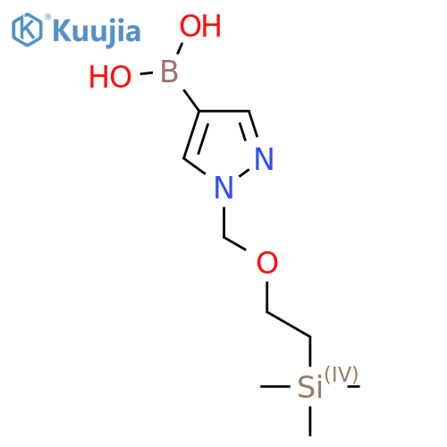 (1-{2-(trimethylsilyl)ethoxymethyl}-1H-pyrazol-4-yl)boronic acid structure