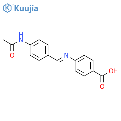 4-({(1E)-[4-(acetylamino)phenyl]methylidene}amino)benzoic acid structure