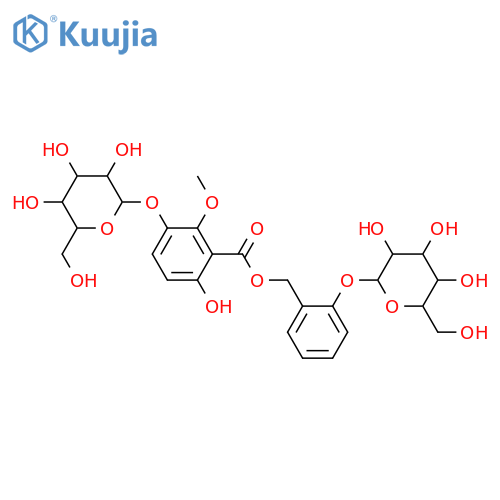 b-D-Glucopyranoside, 2-[[[3-(b-D-glucopyranosyloxy)-6-hydroxy-2-methoxybenzoyl]oxy]methyl]phenyl structure