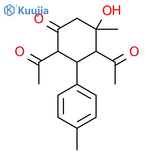 Cyclohexanone, 2,4-diacetyl-5-hydroxy-5-methyl-3-(4-methylphenyl)- structure