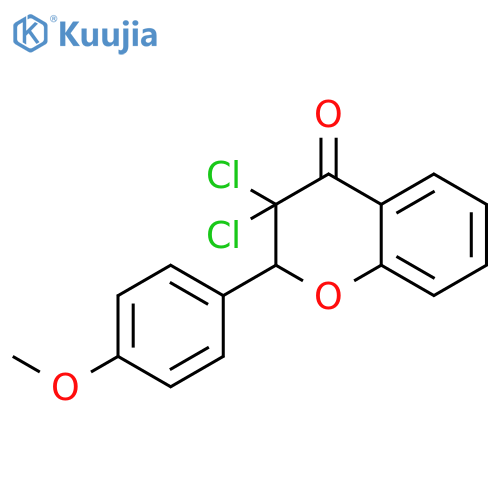 4H-1-Benzopyran-4-one, 3,3-dichloro-2,3-dihydro-2-(4-methoxyphenyl)- structure