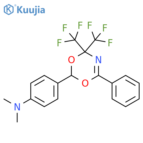 Benzenamine,N,N-dimethyl-4-[6-phenyl-4,4-bis(trifluoromethyl)-4H-1,3,5-dioxazin-2-yl]- structure