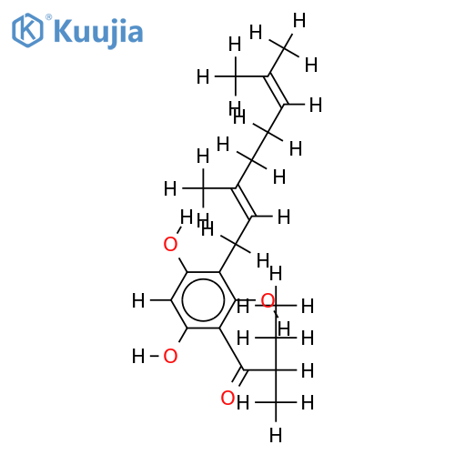 (E)-form-1-[3-(3,7-Dimethyl-2,6-octadienyl)-2,4,6-trihydroxyphenyl]-2-methyl-1-butanone structure