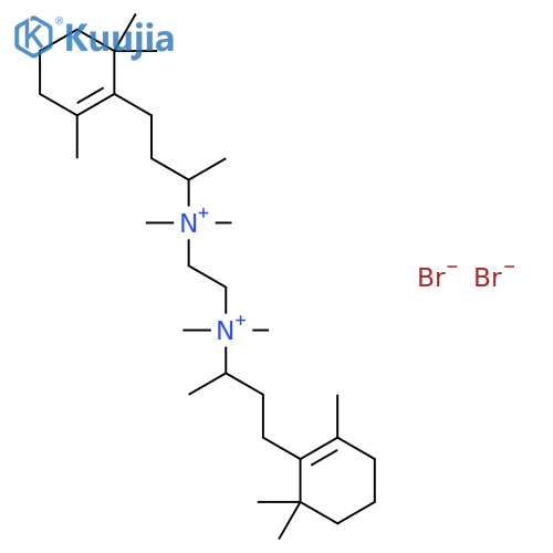 N,N,N',N'-tetramethyl-N,N'-bis[4-(2,6,6-trimethylcyclohex-1-en-1-yl)butan-2-yl]ethane-1,2-diaminium dibromide structure