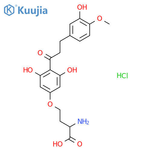 (2S)-2-amino-4-[3,5-dihydroxy-4-[3-(3-hydroxy-4-methoxy-phenyl)propanoyl]phenoxy]butanoic acid hydrochloride structure