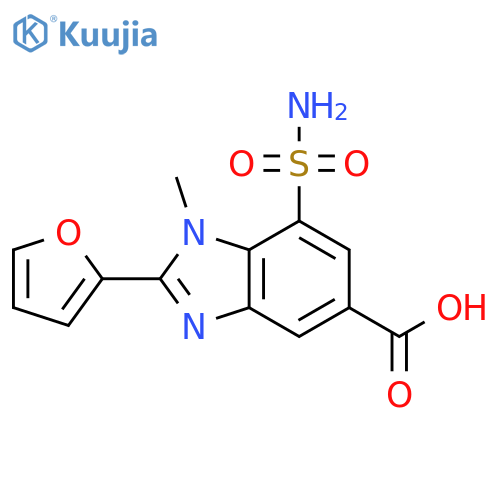 2-furan-2-yl-1-methyl-7-sulfamoyl-1H-benzimidazole-5-carboxylic acid structure