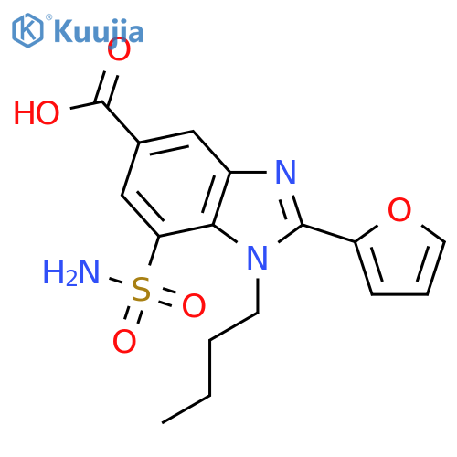 1-butyl-2-furan-2-yl-7-sulfamoyl-1H-benzimidazole-5-carboxylic acid structure