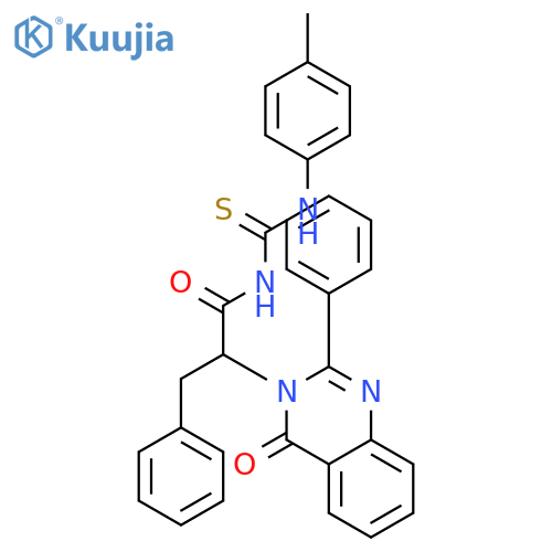 N-[(4-methylphenyl)carbamothioyl]-2-(4-oxo-2-phenylquinazolin-3-yl)-3-phenylpropanamide structure