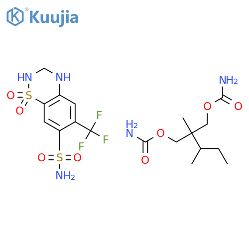 2-[(carbamoyloxy)methyl]-2,3-dimethylpentyl carbamate - 6-(trifluoromethyl)-3,4-dihydro-2H-1,2,4-benzothiadiazine-7-sulfonamide 1,1-dioxide (1:1) (non-preferred name) structure