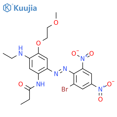 N-{2-[(E)-(2-bromo-4,6-dinitrophenyl)diazenyl]-5-(ethylamino)-4-(2-methoxyethoxy)phenyl}propanamide structure