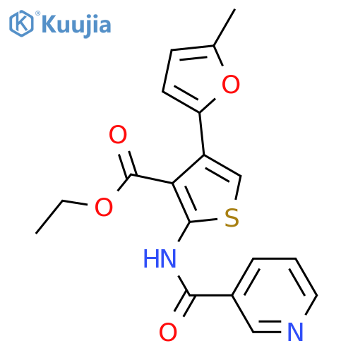 ethyl 4-(5-methylfuran-2-yl)-2-(pyridine-3-amido)thiophene-3-carboxylate structure