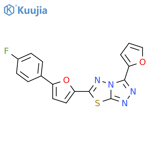 6-[5-(4-fluorophenyl)furan-2-yl]-3-(furan-2-yl)-[1,2,4]triazolo[3,4-b][1,3,4]thiadiazole structure