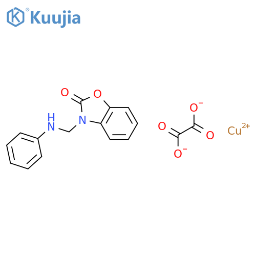 copper(2+) ethanedioate - 3-[(phenylamino)methyl]-1,3-benzoxazol-2(3H)-one (1:2) structure