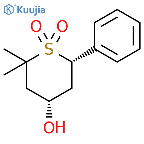 2H-THIOPYRAN-4-OL, TETRAHYDRO-2,2-DIMETHYL-6-PHENYL-, 1,1-DIOXIDE, CIS- structure