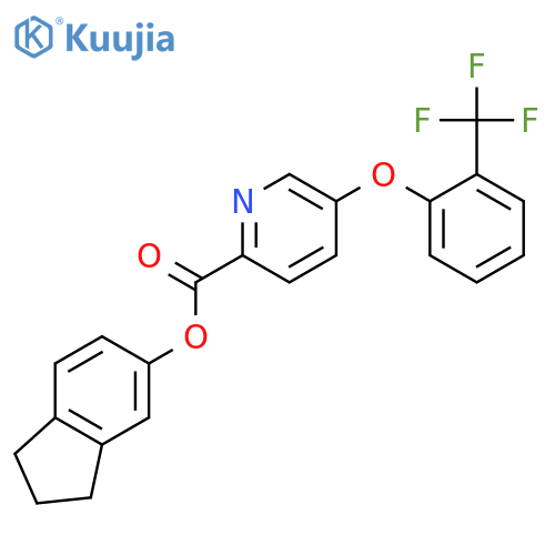 2-Pyridinecarboxylicacid, 5-[2-(trifluoromethyl)phenoxy]-, 2,3-dihydro-1H-inden-5-yl ester structure
