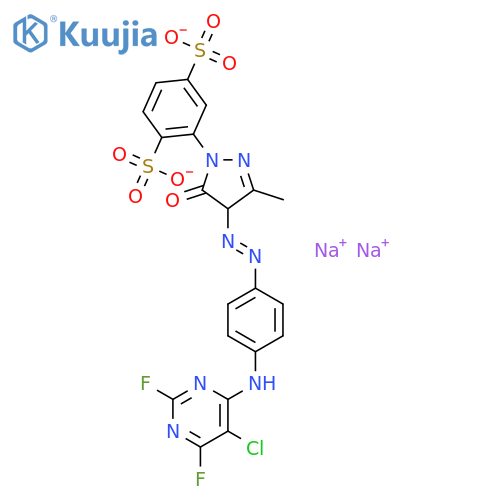 1,4-Benzenedisulfonicacid,2-[4-[2-[4-[(5-chloro-2,6-difluoro-4-pyrimidinyl)amino]phenyl]diazenyl]-4,5-dihydro-3-methyl-5-oxo-1H-pyrazol-1-yl]-,sodium salt (1:2) structure