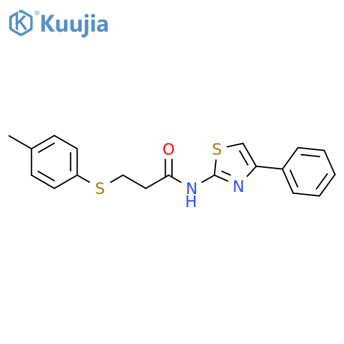 3-(4-methylphenyl)sulfanyl-N-(4-phenyl-1,3-thiazol-2-yl)propanamide structure