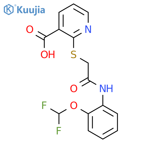 2-[(2-Difluoromethoxy-phenylcarbamoyl)-methylsulfanyl]-nicotinic acid structure