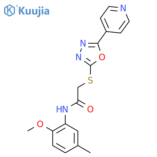 N-(2-methoxy-5-methylphenyl)-2-{[5-(pyridin-4-yl)-1,3,4-oxadiazol-2-yl]sulfanyl}acetamide structure
