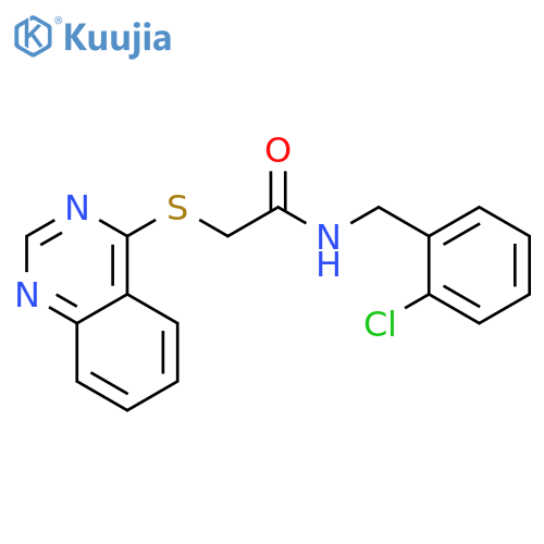 N-(2-chlorophenyl)methyl-2-(quinazolin-4-ylsulfanyl)acetamide structure