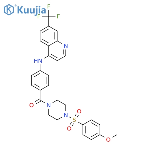 {4-[(4-methoxyphenyl)sulfonyl]piperazin-1-yl}(4-{[7-(trifluoromethyl)quinolin-4-yl]amino}phenyl)methanone structure