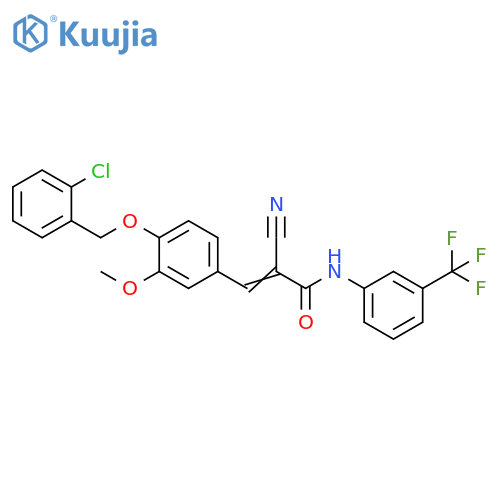 3-[4-[(2-Chlorophenyl)methoxy]-3-methoxyphenyl]-2-cyano-N-[3-(trifluoromethyl)phenyl]-2-propenamide structure