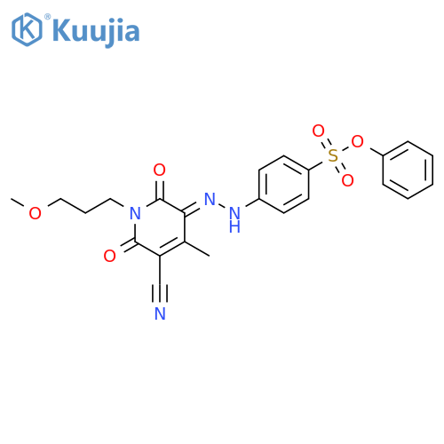Benzenesulfonic acid,4-[2-[5-cyano-1,6-dihydro-2-hydroxy-1-(3-methoxypropyl)-4-methyl-6-oxo-3-pyridinyl]diazenyl]-,phenyl ester structure