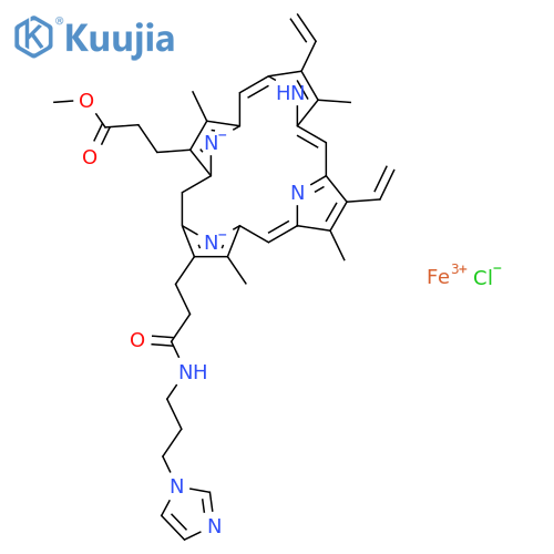 Iron, chloro[methyl7,12-diethenyl-18-[3-[[3-(1H-imidazol-1-yl)propyl]amino]-3-oxopropyl]-3,8,13,17-tetramethyl-21H,23H-porphine-2-propanoato(2-)]-,(OC-6-24)- (9CI) structure
