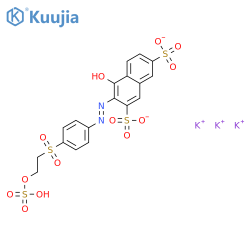tripotassium 4-hydroxy-3-[4-(2-sulfooxyethylsulfonyl)phenyl]azo-naphthalene-2,7-disulfonate structure