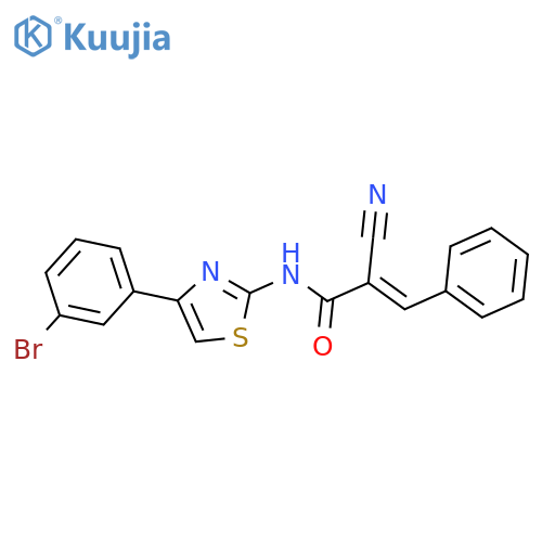 N-[4-(3-bromophenyl)-1,3-thiazol-2-yl]-2-cyano-3-p henylprop-2-enamide structure