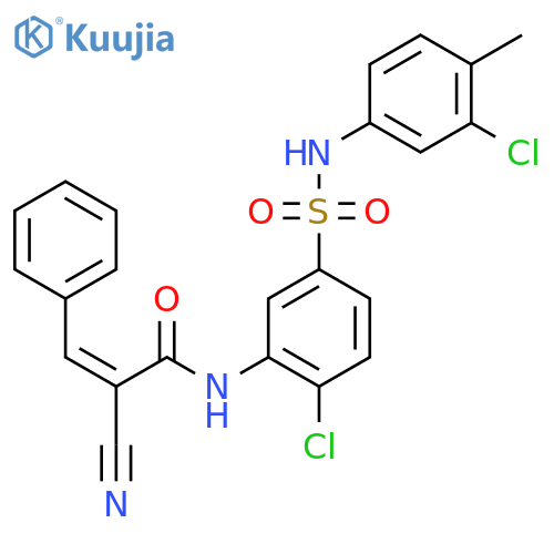 N-{2-chloro-5-[(3-chloro-4-methylphenyl)sulfamoyl]phenyl}-2-cyano-3-phenylprop-2-enamide structure