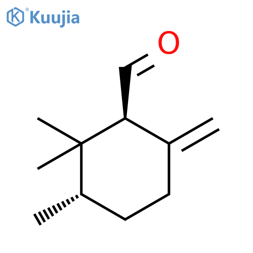 Cyclohexanecarboxaldehyde, 2,2,3-trimethyl-6-methylene-, trans-(±)- structure