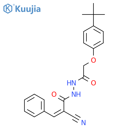 N'-[2-(4-tert-butylphenoxy)acetyl]-2-cyano-3-phenylprop-2-enehydrazide structure