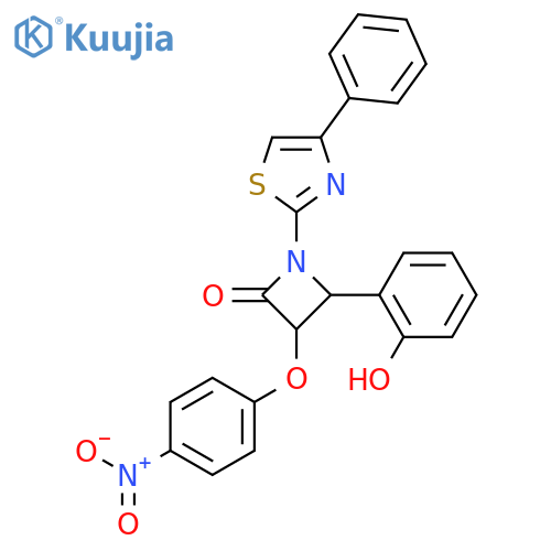 2-Azetidinone,4-(2-hydroxyphenyl)-3-(4-nitrophenoxy)-1-(4-phenyl-2-thiazolyl)- structure