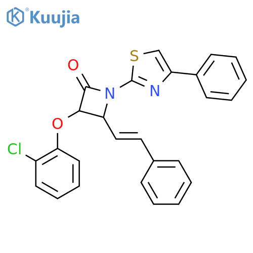 2-Azetidinone,3-(2-chlorophenoxy)-4-(2-phenylethenyl)-1-(4-phenyl-2-thiazolyl)- structure