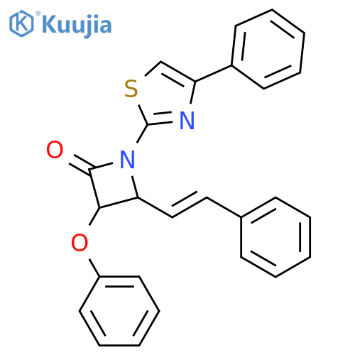 2-Azetidinone, 3-phenoxy-4-(2-phenylethenyl)-1-(4-phenyl-2-thiazolyl)- structure