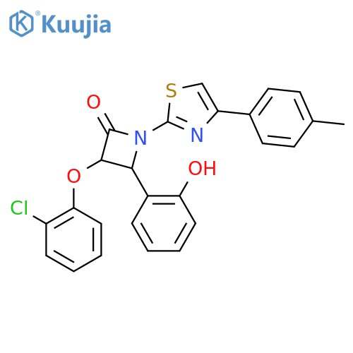 2-Azetidinone,3-(2-chlorophenoxy)-4-(2-hydroxyphenyl)-1-[4-(4-methylphenyl)-2-thiazolyl]- structure