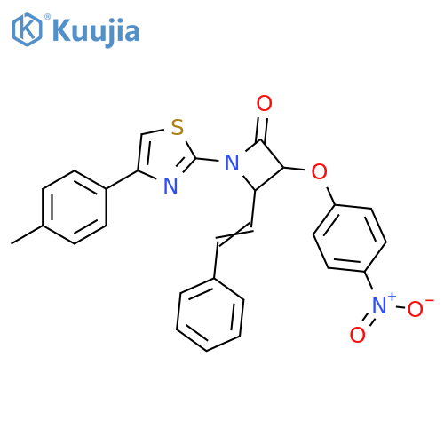 2-Azetidinone,1-[4-(4-methylphenyl)-2-thiazolyl]-3-(4-nitrophenoxy)-4-(2-phenylethenyl)- structure