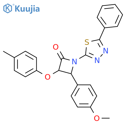 2-Azetidinone,4-(4-methoxyphenyl)-3-(4-methylphenoxy)-1-(5-phenyl-1,3,4-thiadiazol-2-yl)- structure