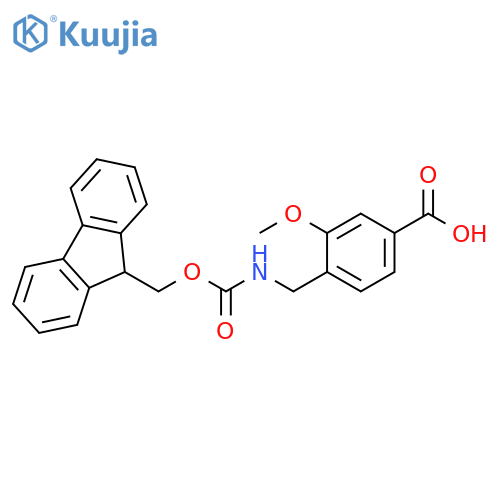 4-[[[(9H-Fluoren-9-ylmethoxy)carbonyl]amino]methyl]-3-methoxybenzoic acid structure