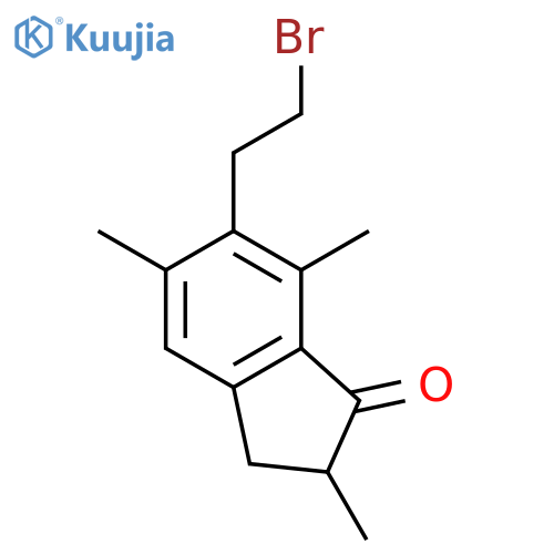 1H-Inden-1-one, 6-(2-bromoethyl)-2,3-dihydro-2,5,7-trimethyl- structure