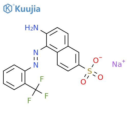 sodium 6-amino-5-[2-(trifluoromethyl)phenyl]azo-naphthalene-2-sulfonate structure
